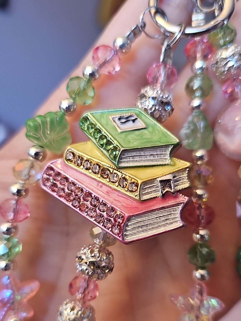 Stacked Rhinestone Book Purse Charm